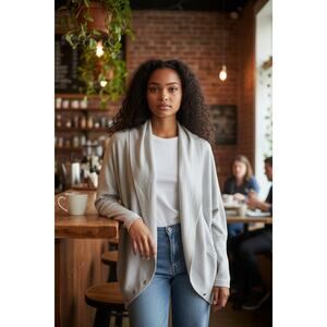 Wilfred Aritzia Open Front Drape Cardigan Light Gray Women’s Small Relaxed Soft